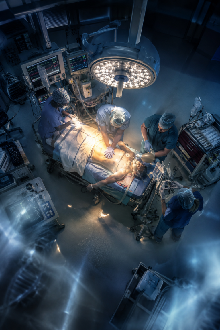 Out-of-body experience during a near-death experience as doctors perform CPR