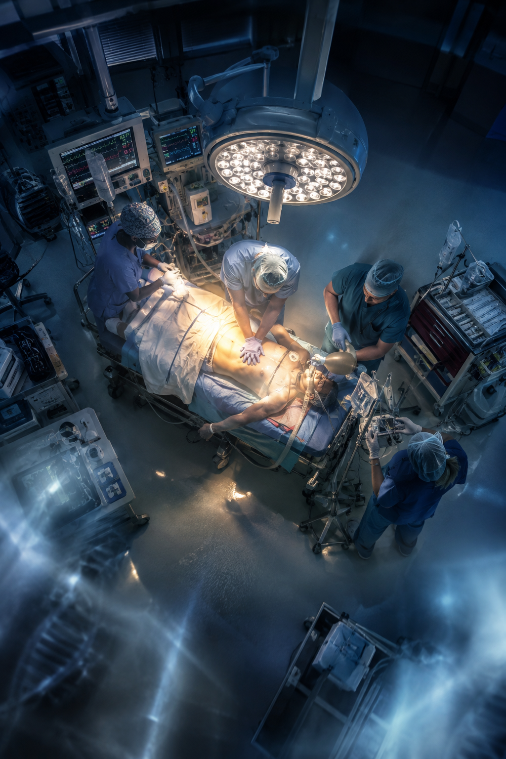 Out-of-body experience during a near-death experience as doctors perform CPR